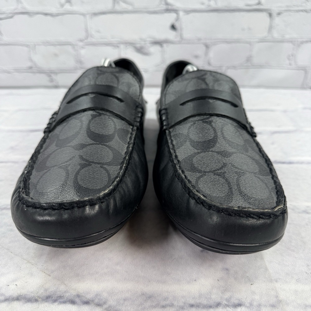Coach Mens Mott Driver Sig FG2983 Black Slip On Casual Loafer Shoes Size 12D - Picture 4 of 12